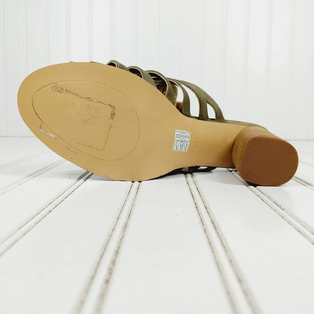 NEW Crevo Women's Hazelle Sage Moss Green Suede Leather Block Heel Sandals C406 - Picture 10 of 11